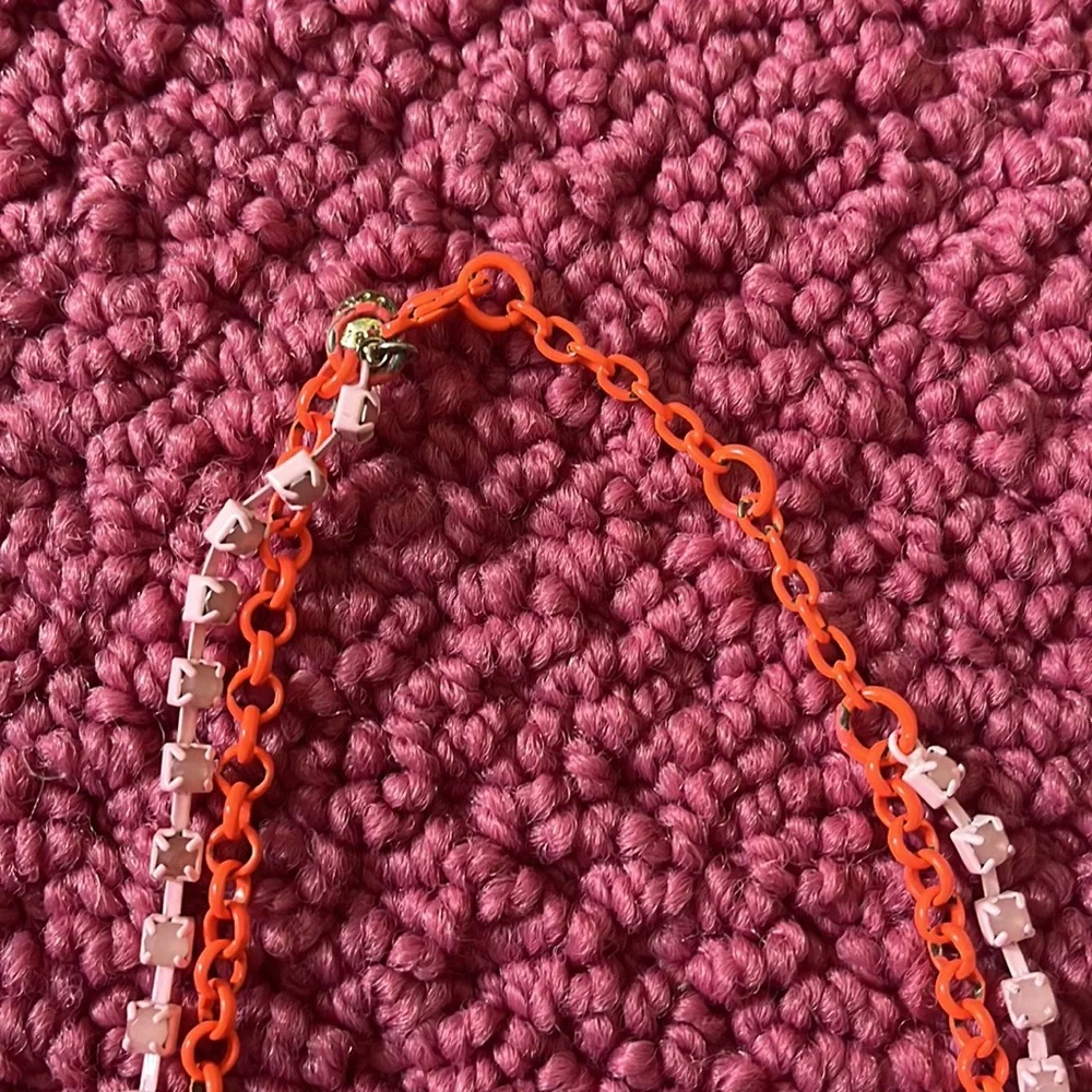 JCREW Crewcuts Orange and Hot pink statement necklace, great worn condition cute
